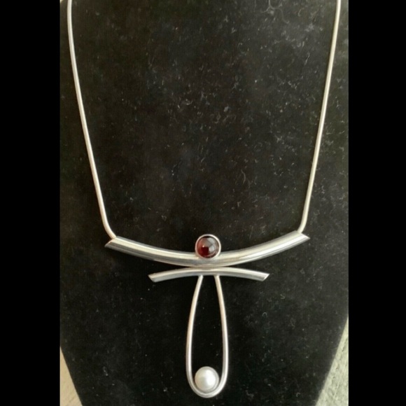 Lonna Keller freshwater Pearl & garnet necklace - Picture 6 of 11